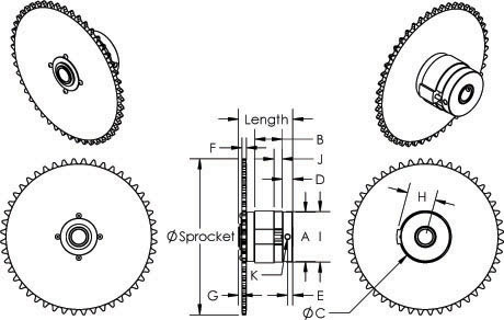 1478 Indexing Sprocket Clutch, Dimensions 1478 Indexing Sprocket Clutch, R. Funk # A8523, Dimensions
