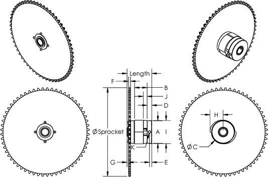 1479 Fractional Revolution Sprocket Clutch, Dimensions 1479 Fractional Revolution Sprocket Clutch, R. Funk # A8524, Dimensions