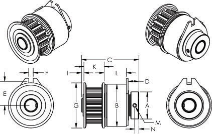 2393 Tiny-Clutch, Magnetic Pulley Clutch, Kwik-Way Products 794-8687-38, Dimensions