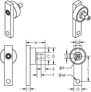2536 Tiny-Clutch, One Way Roller Clutch, Dimensions 2536 Tiny-Clutch, One Way Roller Clutch, Perey Turnstiles, Dimensions